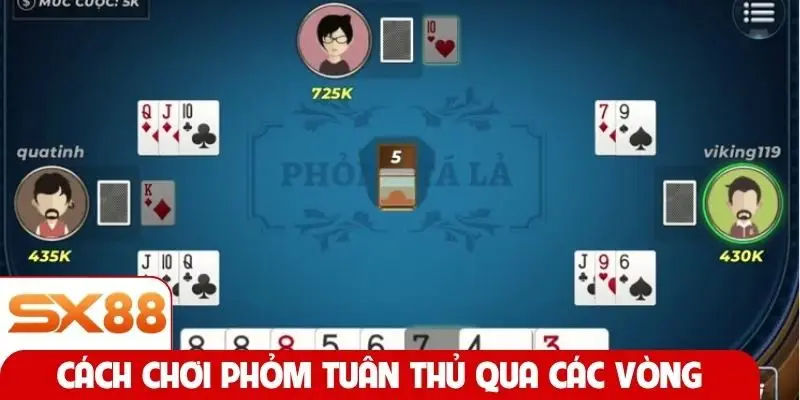 Cách chơi Phỏm tuân thủ qua các vòng