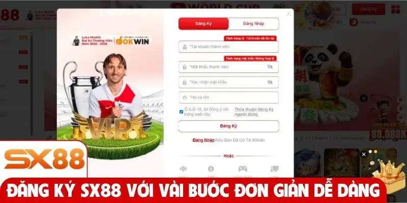 Đăng ký SX88 với vài bước đơn giản dễ dàng