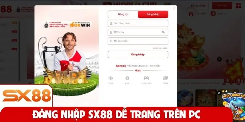 Đăng nhập SX88 dễ trang trên PC hoặc laptop