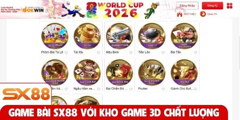 Game bài SX88 với kho game 3D chất lượng cao