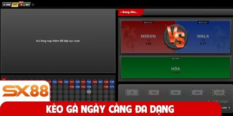 Kèo gà ngày càng đa dạng