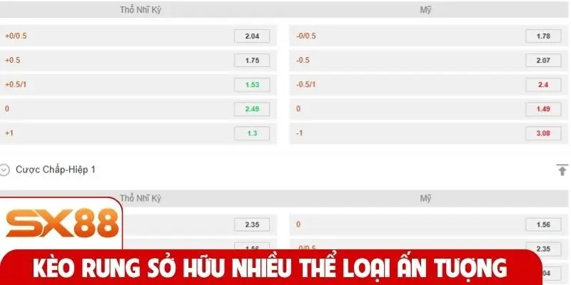 Kèo rung sở hữu nhiều thể loại ấn tượng